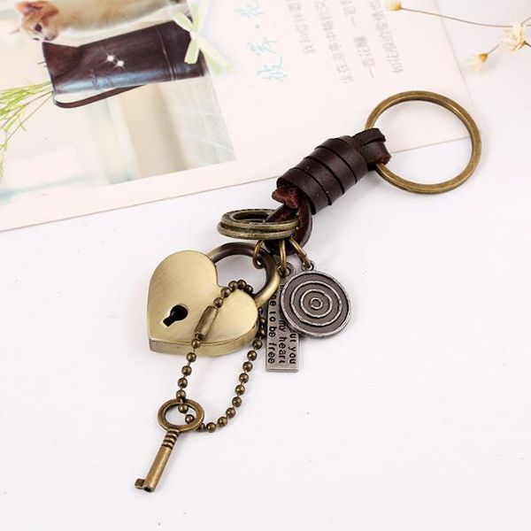 

men's retro cowhide key buckle alloy key pendant punk leather key chain the new sell, Silver