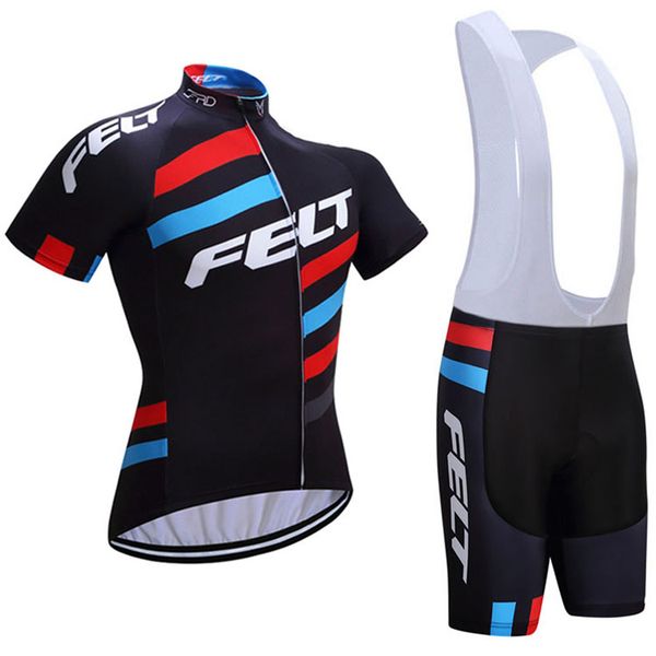 

2018 felt team summer cycling jersey suit breathable mountain bike clothing quick dry bicycle sportwear bike bib pants gel pad 82421y, Black;red