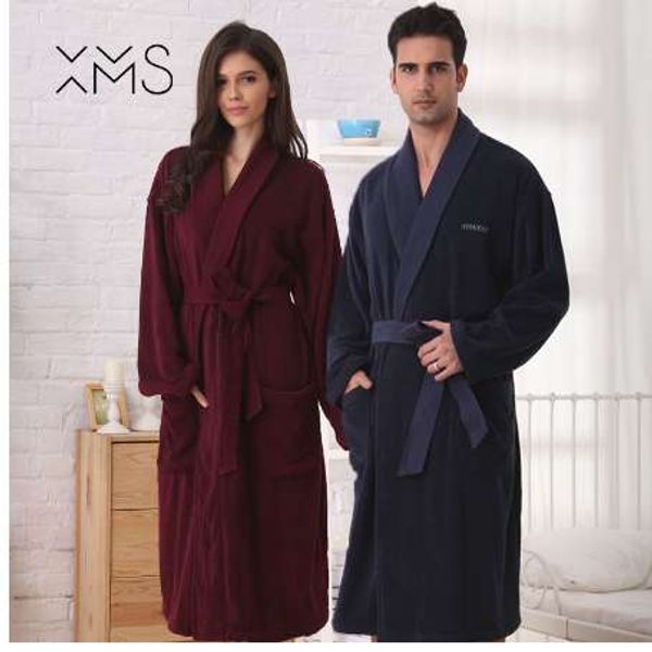 

xms brand winter cotton soft bathrobe with hooded male's nightgown home clothes warm bathrobe dressing robe for men, Black;brown