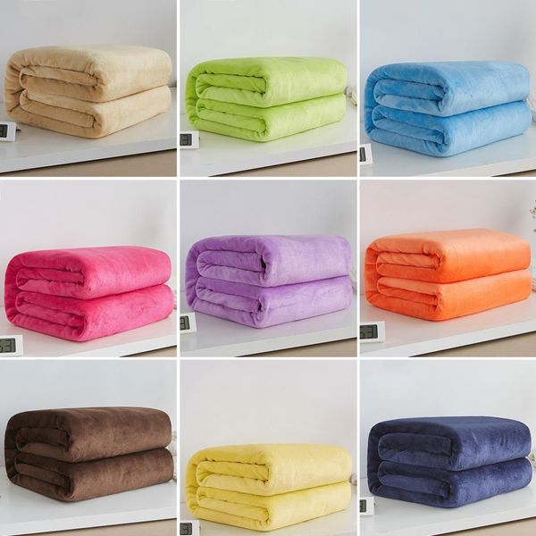 

autumn popular home textile flannel wool blanket pink super warm soft blanket bedding solid color coral fleece bed cover