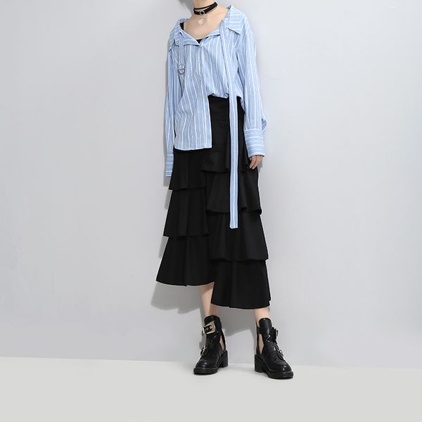 

2018 two piece set casual womens tracksuits shirt crop and boot cut skirt streetwear 2 piece set black fall fashion outfits, Black;white