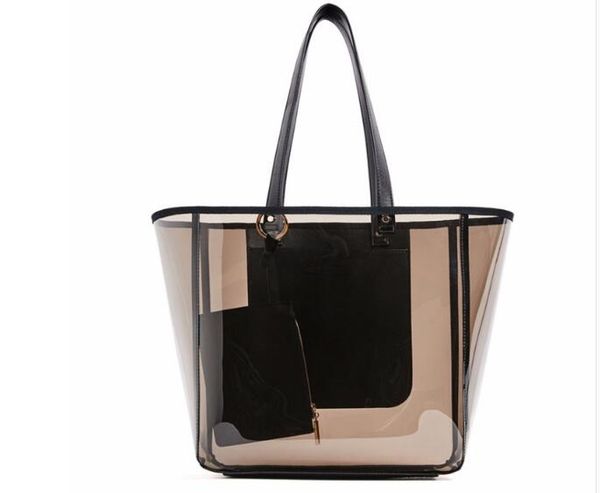 

Wholesale- New Lock Women Bag High Quality PVC Transparent Women Messenger Bags Casual Crossbody Bag Striped Starp Satchel Bolsa Feminin