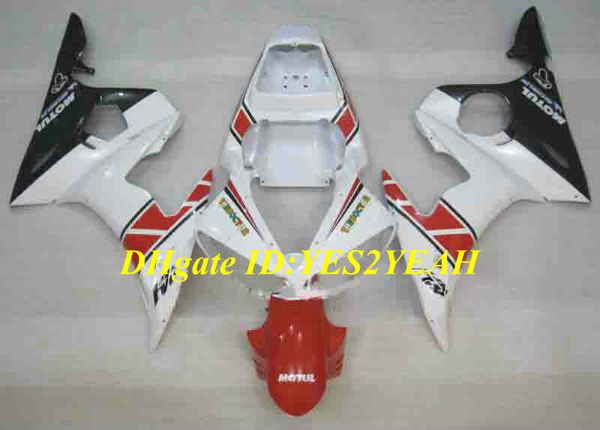 Kit de Carenagem da motocicleta para YAMAHA YZFR6 03 04 05 YZF R6 2003 2004 2005 YZF600 Branco vermelho preto Carimbos conjunto + Presentes YN28