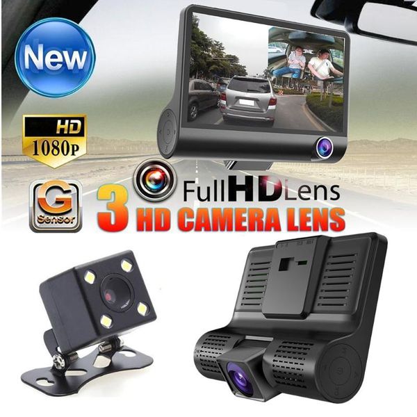 

car styling 170 degree 1080p hd 3 lens car dvr dash cam g-sensor recorder + rearview camera csl2017