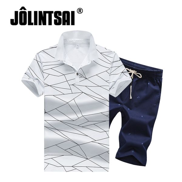 

printed tracksuit set for men summer casual cotton shirts+shorts 2 pieces suits fashion men's stand collar tops sportswear, Gray