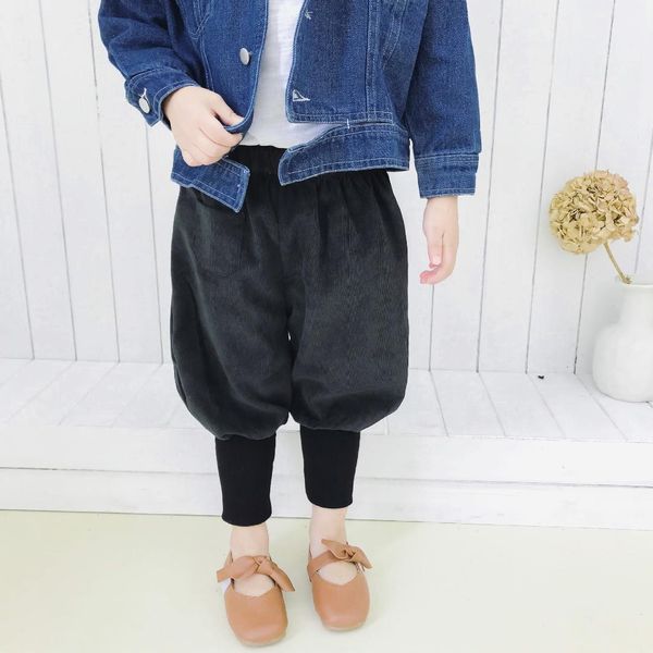 

autumn winter new baby boys girls corduroy trousers 1-5y children loose harem pants kids clothes, Blue