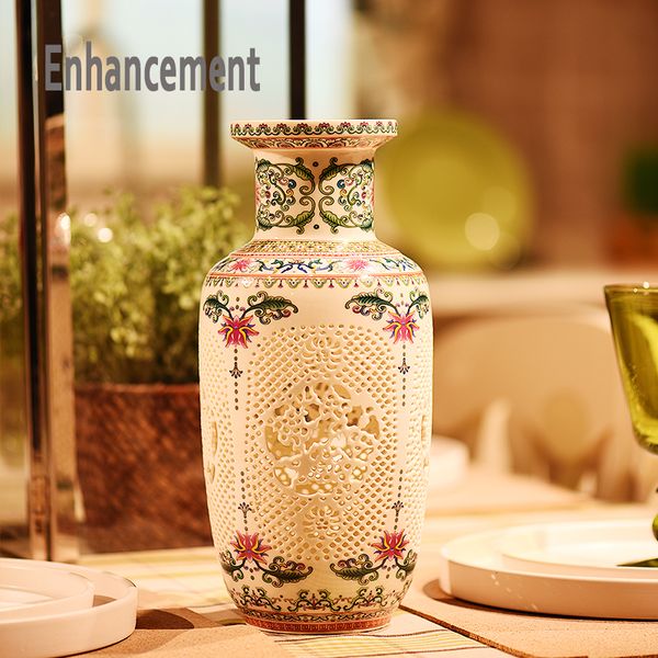 

new arrival jingdezhen ceramic vase chinese pierced vase wedding gifts home handicraft furnishing articles