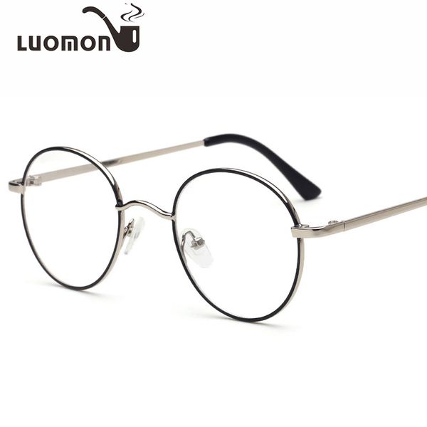 

luomon retro round computer glasses frames flat eyeglasses 2018 new metal glass frame student spectacle frame for men lady, Silver