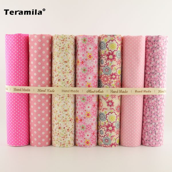 Acheter 7 Pièces Couleurs Rose Pâle Points Et Fleurs Design Patchwork 100 Coton Tissu Fat Quaters Tissu Scrapbooking Pour La Couture De 3374 Du