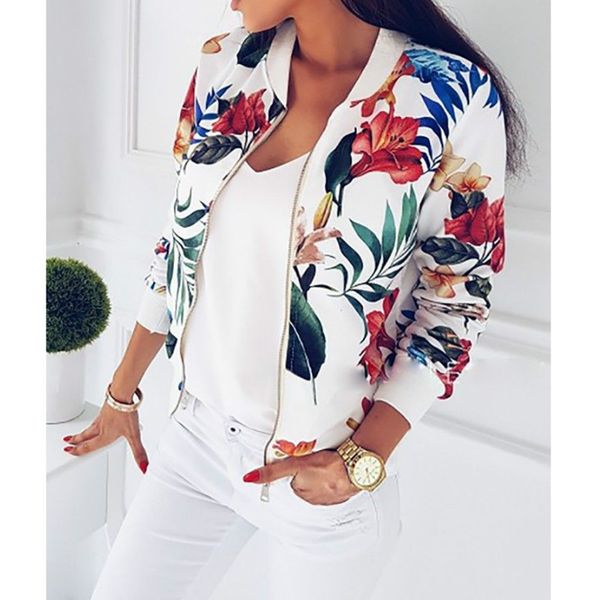 

spring autumn women coat 2018 fashion ladies retro floral zipper up jacket casual coat outwear women clothes, Black;brown
