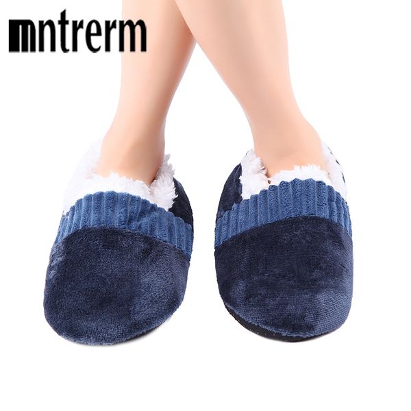 

mntrerm men shoes winter slippers warm soft slippers non-slip home furry shoes floor six color soft home, Black