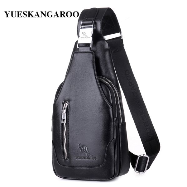 

yues kangaroo brand men chest bag single shoulder bag leather travel crossbody casual vintage rucksack pack chest messenger bags