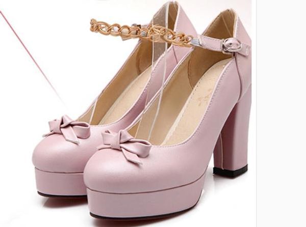 

send 2018 new style women's shoes korean bowknot shallow mouth shoes coarse heel waterproof table high heels, Black
