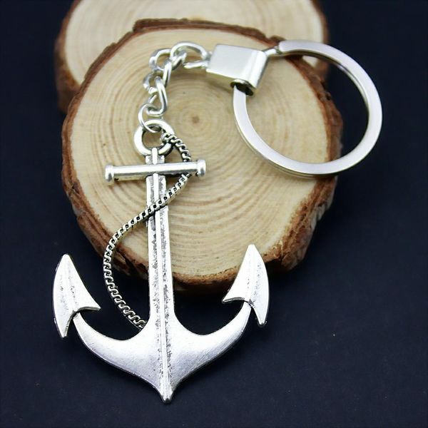 

6 pieces key chain women key rings couple keychain for keys anchor 55x40mm, Slivery;golden