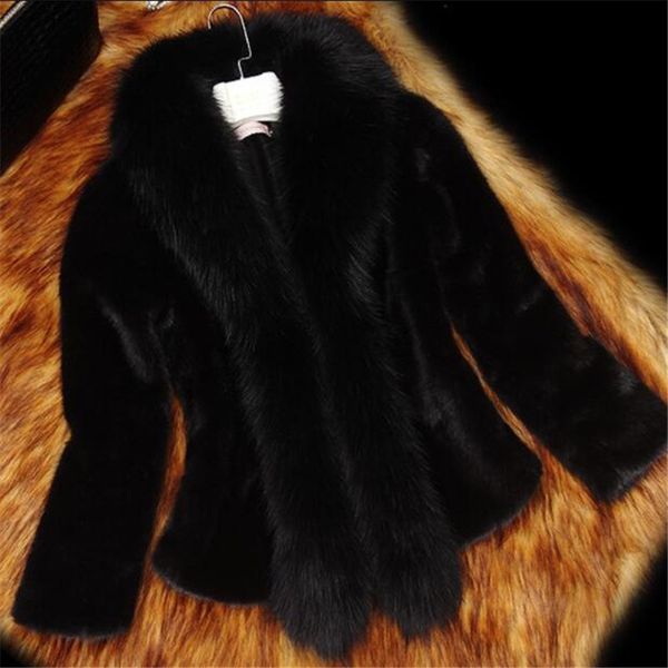 

2018 new autumn winter short women's faux fur jacket fashion slim thin fur coats winter warm large size high end jacket 317, Black