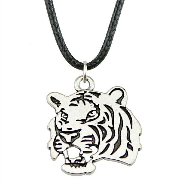 

wysiwyg 5 pieces leather chain necklaces pendants choker collar pendant necklace women tiger 27x24mm n6-b11488, Golden;silver