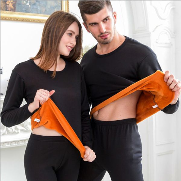 

2018 new thermal underwear thicken thermal underwear man ma'am warm for lovers cashmere thickening, Black;brown