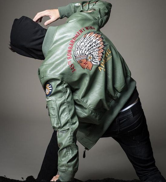 

Mens Designer MA1 Jacket APACHE Letters Autumn 2018 Motorbike Leather Baseball Jackets