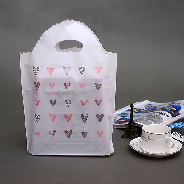

50pcs lovely heart printed thicken plastic carry bag party gift bag shopping