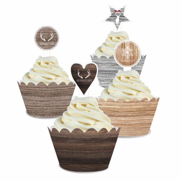 

christmas cupcake ers and wrappers 24pcs/set cake er for festival merry christmas party decorations supplies