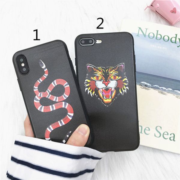 

3pcs/lot For iPhoneX 8 8plus print Animal snake Tiger bee pattern phone case shell for iPhone7 6S 6plus hard back cover luxury brand