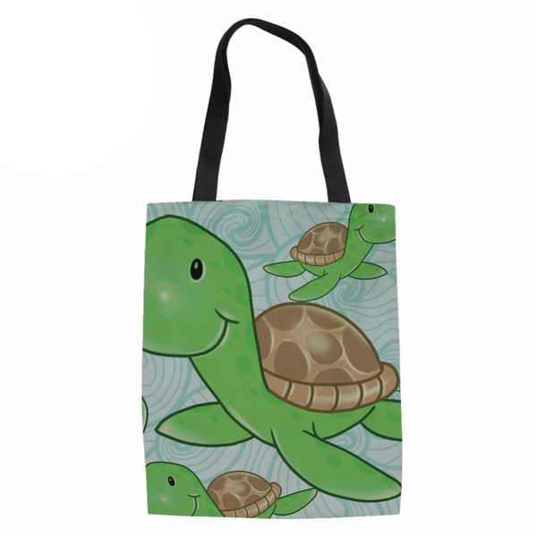 

ladies beach large shoulder bag sea turtle canvas shopping tote folding women eco bag for females beach travel package