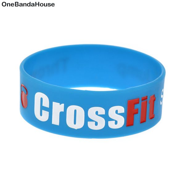 50 Uds. Pulsera de goma de silicona CrossFit de 1 pulgada de ancho para regalo de promoción