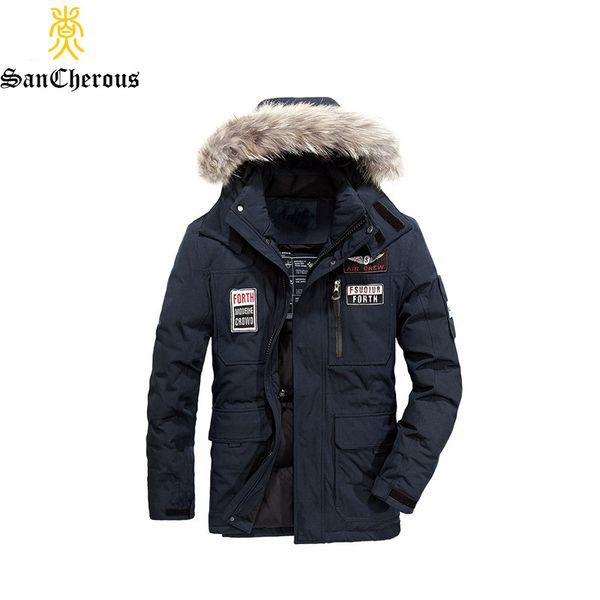 

2018 man parkas warm winter outwear hooded hat detachable size m-4xl, Black