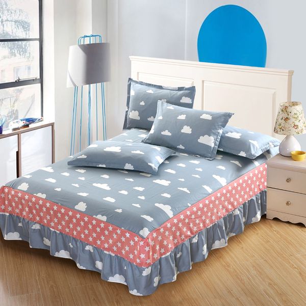 

wholesale-clouds printed twill full queen king cotton fabric for gray pink sky tissue bed sheets sleepwear children dress skirt bedding