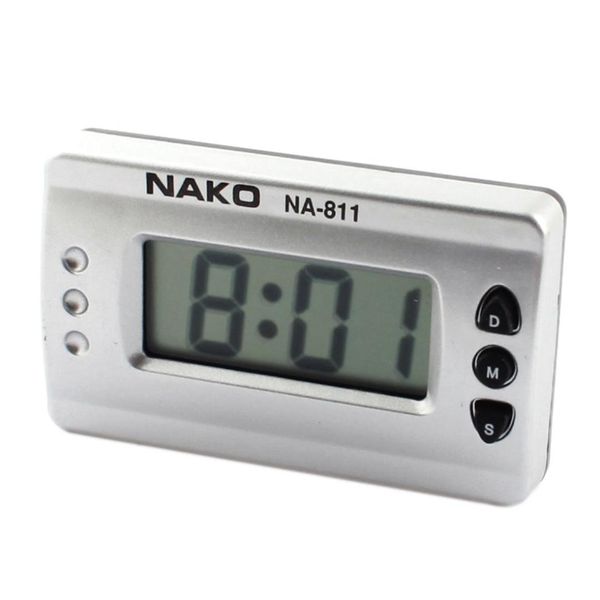 

car home silver tone digital lcd desk wall clock