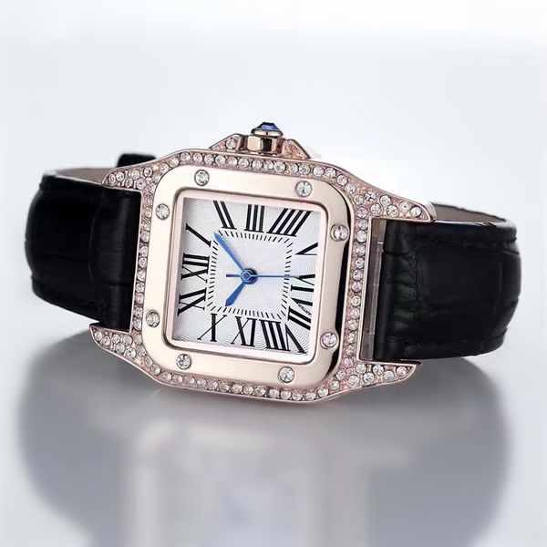 

2017 fa hion luxury watche women men watch quare diamond bezel leather trap brand quartz wri twatche for men lady gift