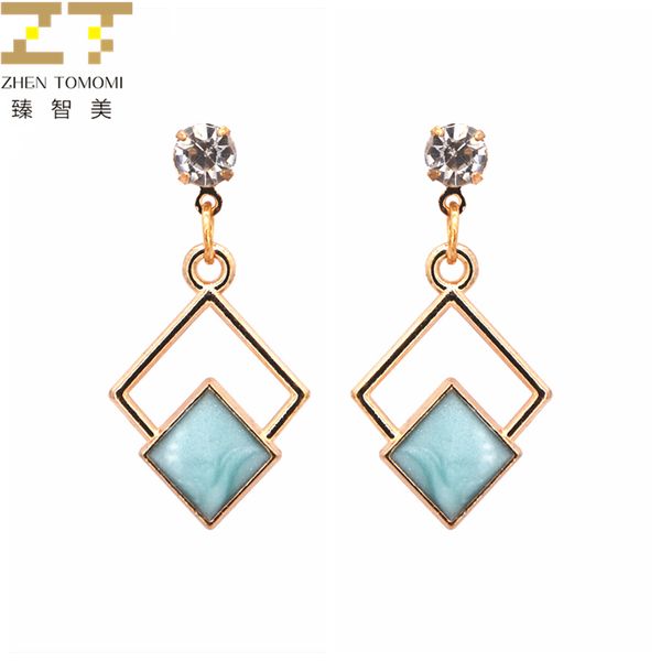 

new fashion hollow geometric quadrilateral dangling long statement drop earrings for women crystal jewelry wholesale 2018, Silver