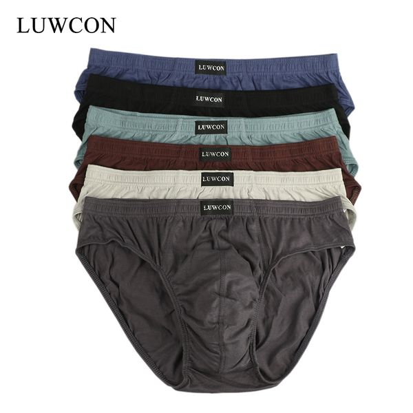 

luwcon brand 6pcs/lot men's cotton underwear briefs comfortable solid brief panties for men underpants drop shipping, Black;white