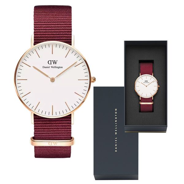 

2018 New Fashion Women's Watch Red Blue Nylon Watch Band 36MM Fashion Luxury Brand Quartz Watch