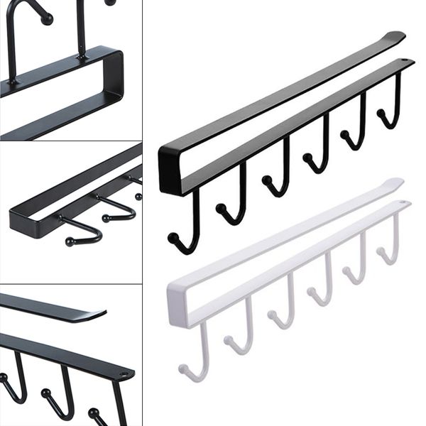 

6 hooks cup holder hang kitchen cabinet under shelf storage rack organiser hook