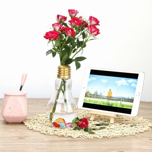 

glowing light bulb shape stand plant flower vase hydroponic container bottle levert dropship 726