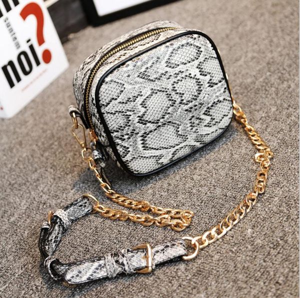 

2018 fashion women messenger bag snake skin pu leather chain snake skin summer style female designer handbag