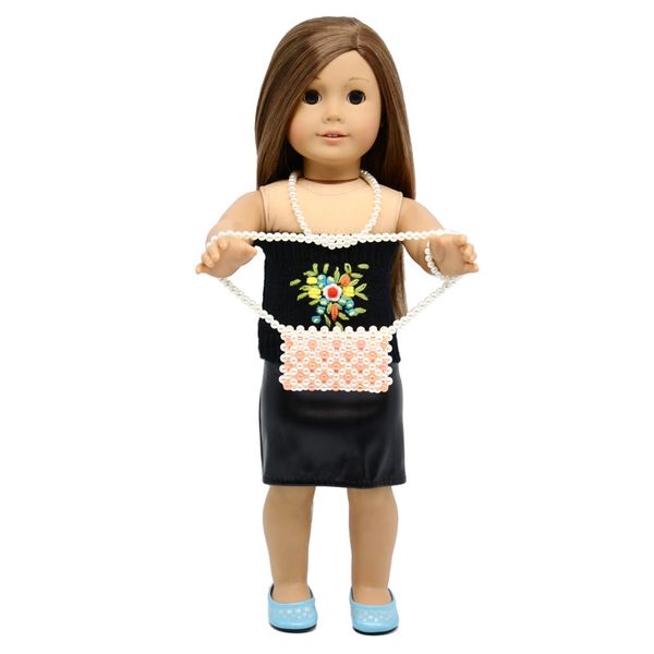 

18 inches doll accessories pearl inclined shoulder bag fits for girl doll clothes and accessories doll bag