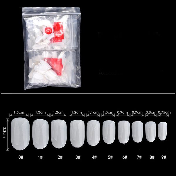 

600pcs/bag stylish nail art tips transparent natural white round nails tips manicure false nail for women, Red;gold