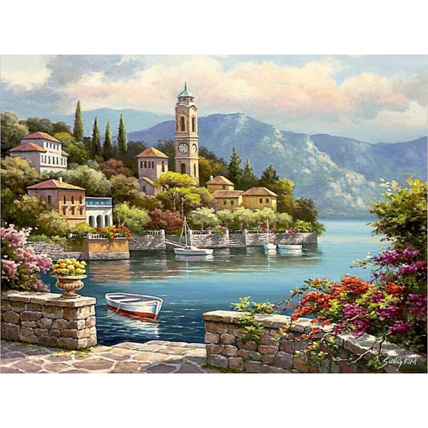 

frameless modular pictures diy digital oil painting by numbers on the canvas warm sea of the paintings on wall 40*50cm