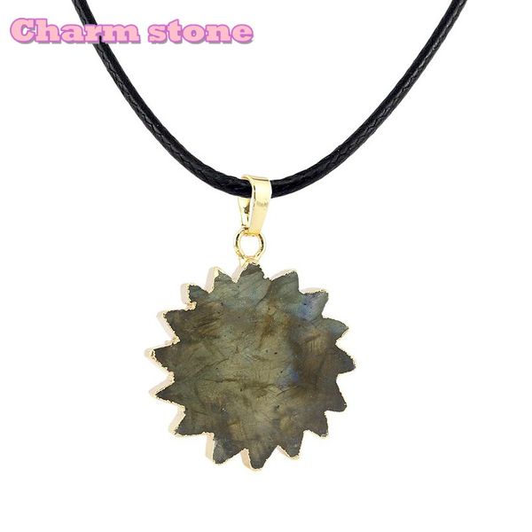 

unique shape natural magic anchor pendant special arrow fashion jewelry labradorite flash stone pure gold colour, Black