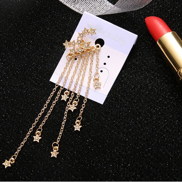 Acheter étoile Filante Strass Longs Glands Goutte Crochet Boucles Doreilles Or Argent 104 De 3257 Du Meetsue Dhgatecom