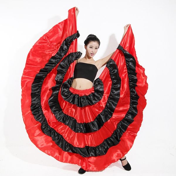 

spanish flamenco skirt spanish dance costumes flamenco with headdress belly dance skirt brazil costume gypsy robe de, Black;red