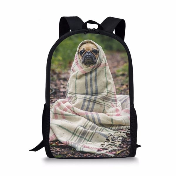 

funny lovely pug dog printing backpack school bag for teenager girls boys student orthopedic schoolbag satchel back to school