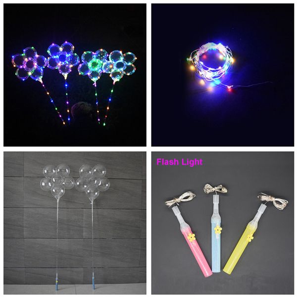 

LED Flash Light Plum Blossom Balloon Luminous 18" BoBo Balloons with Handle Stick 3M String Ball Flashing Toys Wedding Party Decoration Sale