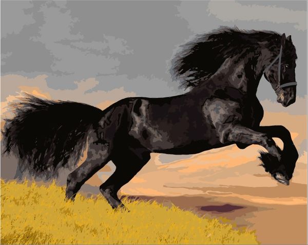 

6065-e296 home wall furniture decorations diy number painting children graffiti horse painting by numbers