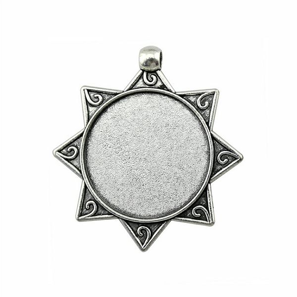 

8 pieces cabochon cameo base tray bezel blank diy accessories for star single side side-on inner size 30mm round cameos and cabochons, Slivery;crystal