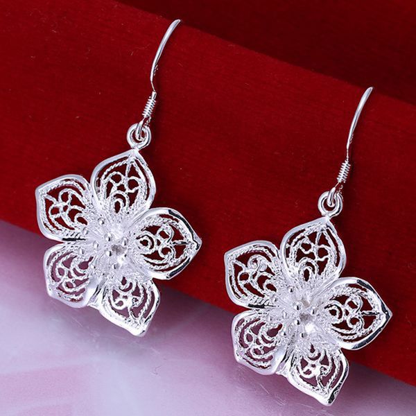 

fine 925 sterling silver dangle earring,xmas trendy new style 925silver flower earrings for women fashion jewelry link italy lovely xe035