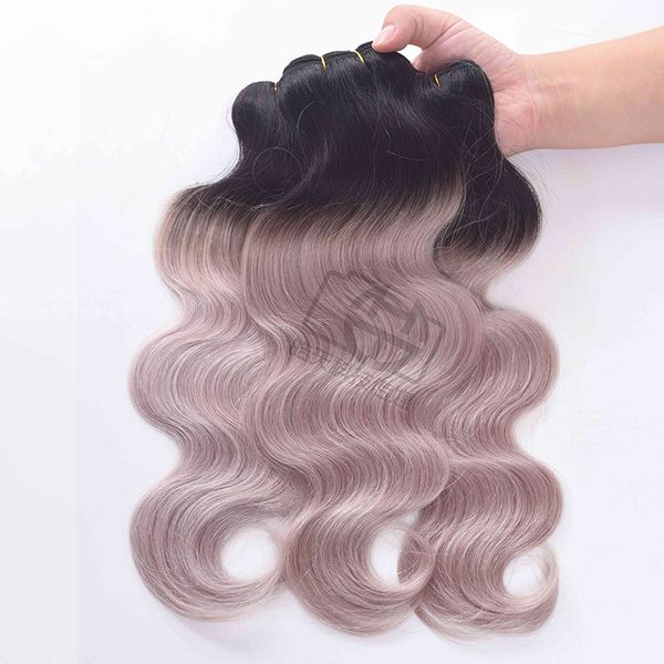 Brazilian Body Wave Hair 1b Light Grey Two Tone Hair Bundles Ombre