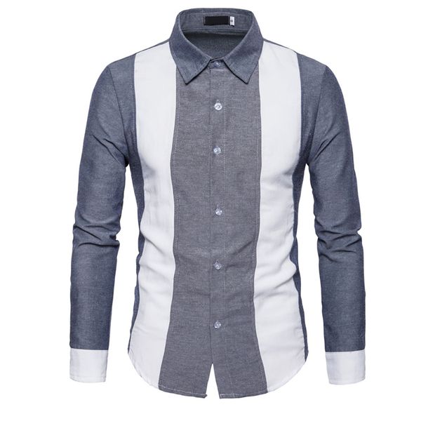 

2018 autumn winter leisure long-sleeved lined clothes fashion color matching shirt young men's clothing men's dress shirts, White;black